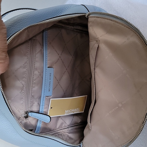 Michael Kors Kenly Lt. Sky blue medium leather backpack - Picture 11 of 16